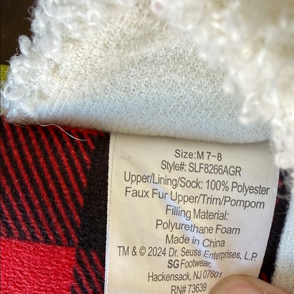 Grinch Christmas Slippers with Santa Hat - Picture 3 of 3